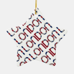 London Union Jack British Flag Typography Elegant Ceramic Tree Decoration