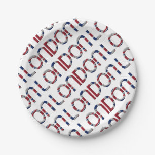 London Union Jack British Flag Typography Elegant Paper Plate