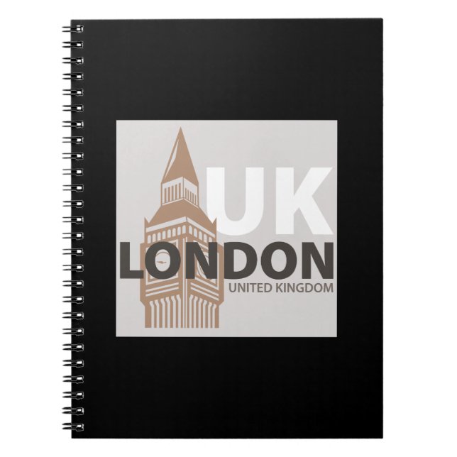 London United Kingdom Big Ben Minimalist Typograph Notebook (Front)