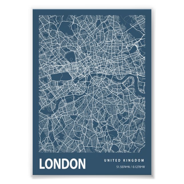 London - United Kingdom Blueprint City Map Photo Print (Front)