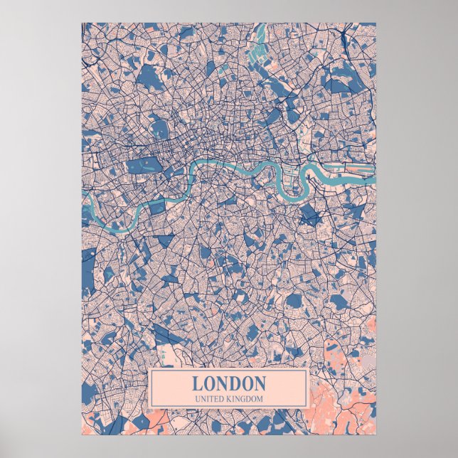 London - United Kingdom Breezy City Map  Poster (Front)