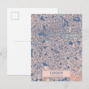 London United Kingdom Breezy City Map Travel Postcard