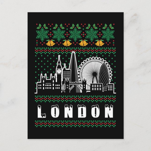 London United Kingdom Ugly Christmas Postcard (Front)