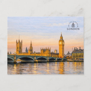 London, United Kingdom   Watercolor Souvenir Postcard