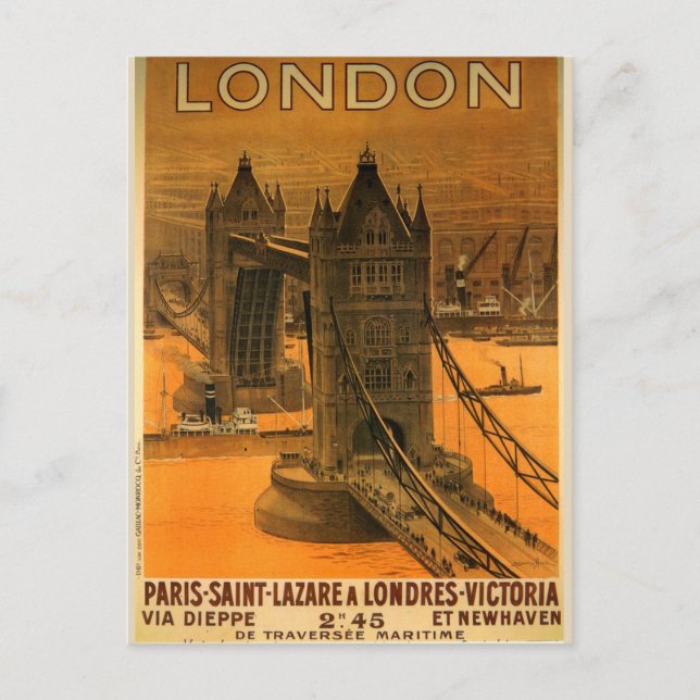 London Vintage Bridge Tower Postcard (Front)