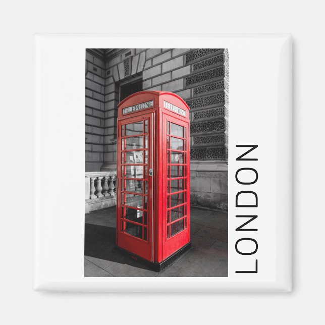 London Vintage Phone Box UK Retro Telephone Magnet (Front)