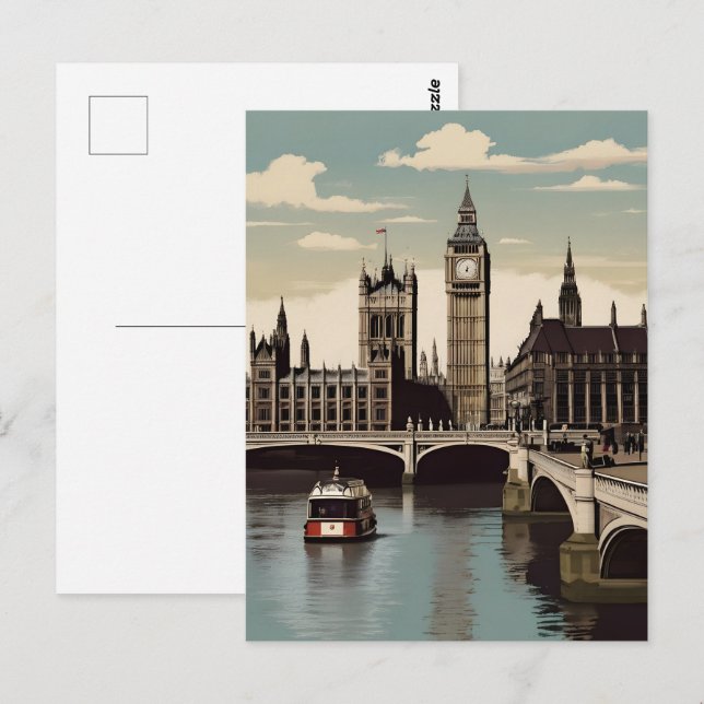 London vintage poster postcard (Front/Back)