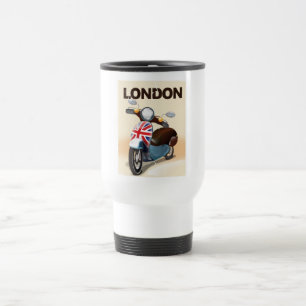 London vintage scooter union jack travel poster. mug