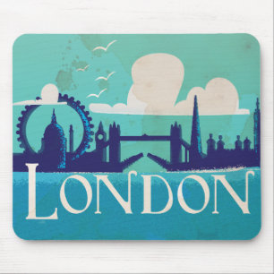 London vintage travel poster mouse pad