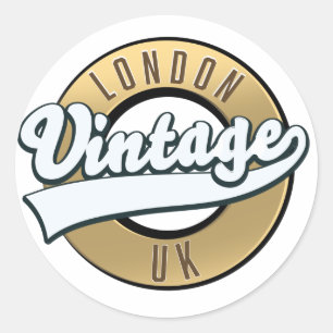 London Vintage UK retro logo. Classic Round Sticker
