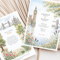 London Watercolor Big Ben Tower Bridge Wedding