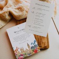 London Watercolor Floral Wedding Welcome Itinerary