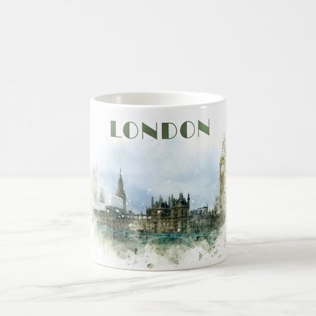 London watercolor illustration coffee mug (Center)