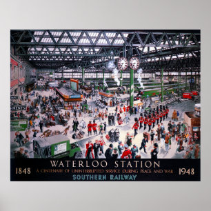 LONDON WATERLOO STATION CENTENARY 1947 POSTER