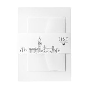 London Wedding Stylised Skyline Monogram Invitation Belly Band
