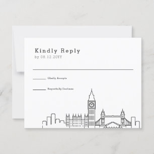 London Wedding   Stylised Skyline RSVP Card