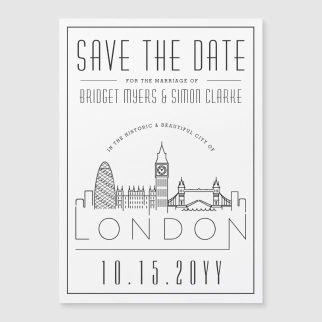 London Wedding | Stylised Skyline Save the Date (Front)