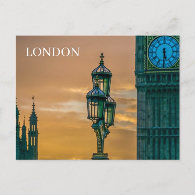 London Westminster sunset view postcard (Front)