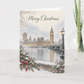 London Westminster Watercolour Merry Christmas Hol Holiday Card