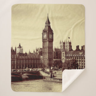 London Westminster with Big Ben and bridge. old,lo Sherpa Blanket