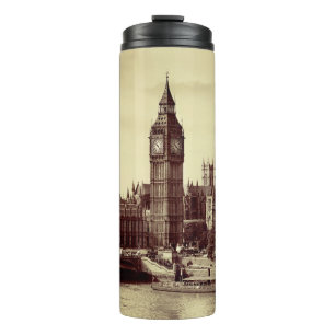 London Westminster with Big Ben and bridge. old,lo Thermal Tumbler