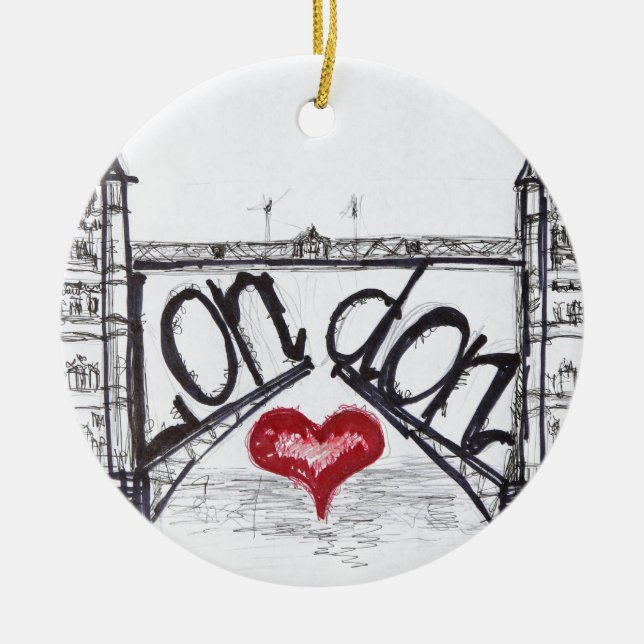 London with love ceramic tree decoration (Front)