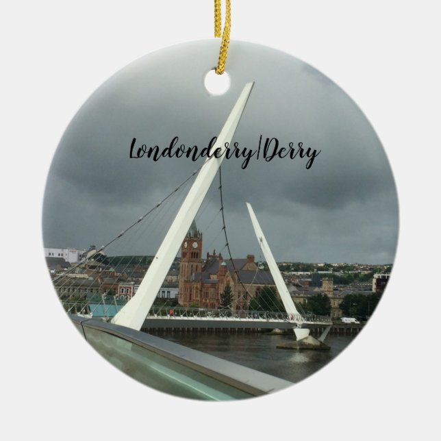 Londonderry View From Bridge Ceramic Ornament (Front)