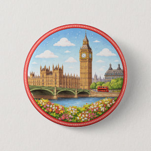 London's Big Ben 6 Cm Round Badge