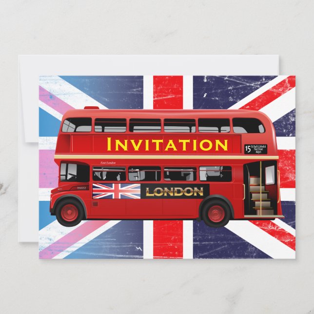 London's Famous Red Bus Invitation (Front)