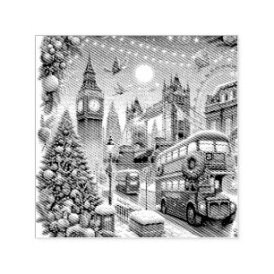 London's Festive Splendor - Vibrant Christmas Car Self-inking Stamp
