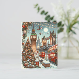London's Festive Splendour - Vibrant Christmas Car Holiday Postcard