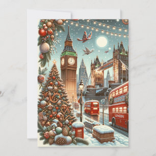London's Festive Splendour - Vibrant Christmas Car Thank You Card