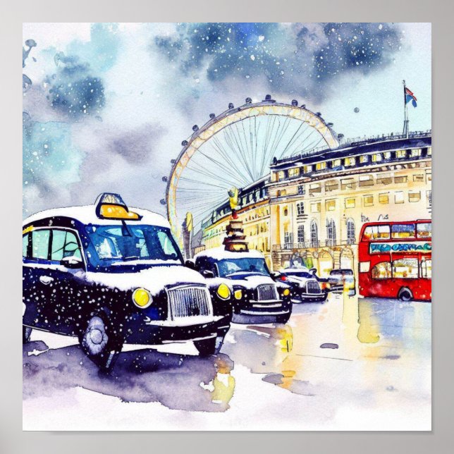  London's Iconic Black Taxi Cabs, (G) Poster (Front)