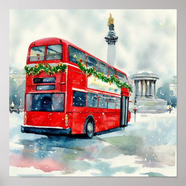  London's Iconic Red Double-Decker Buses, (B) Poster (Front)