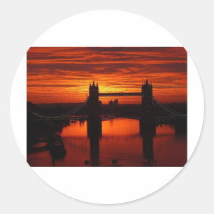 London's Tower Bridge at Daybreak Classic Round Sticker