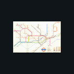 London's Underground Map Canvas Print<br><div class="desc">"Underground. Designed by Harold F. Hutchison". Pocket map of London underground railways by Harold F. Hutchison from 1962. Shows colour coded stations,  main subway lines,  escalator connection,  and river. 11091002.jp2</div>