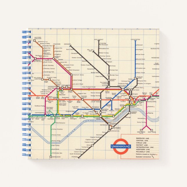 London's Underground Map Notebook (Front)