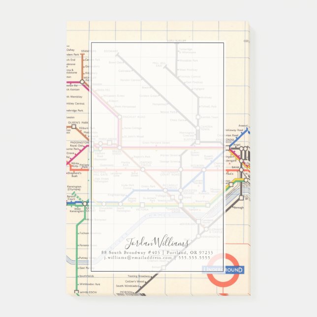 London's Underground Map Post-it Notes (Front)