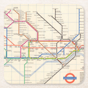 London's Underground Map Square Paper Coaster