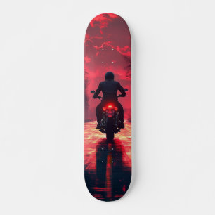 Lone Biker Skateboard at Sunset