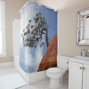 Lone Bonsai Tree Sky Zion Natl Park Shower Curtain