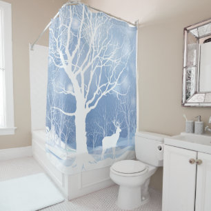 Lone Buck Elk in the Snow Shower Curtain