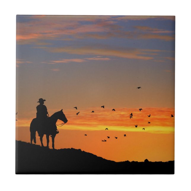 Lone Cowboy Art Tile (Front)