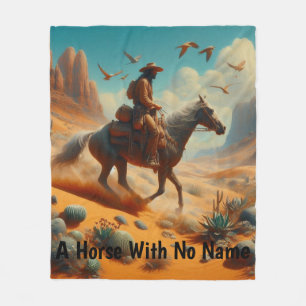 Lone Cowboy in Desert Canyon - Surreal Western Art Fleece Blanket