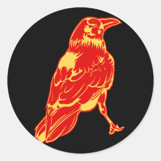Lone Crow Illustration Classic Round Sticker