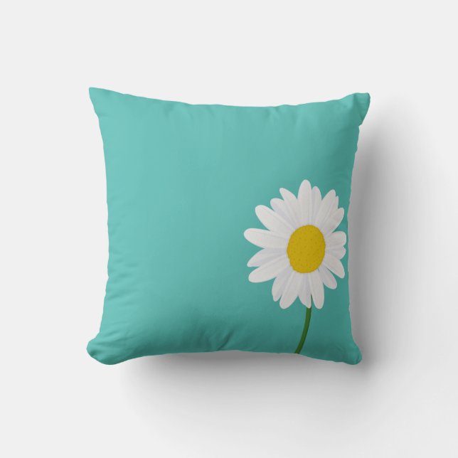 Lone Daisy in Green  Cushion (Front)