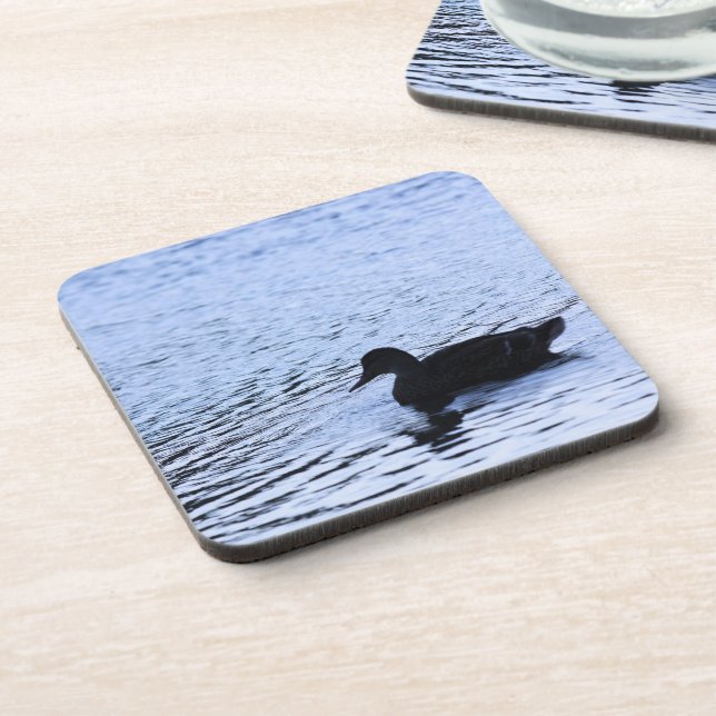 Lone Duck Wildlife Lake Water Ripples Photography Coaster (Left Side)