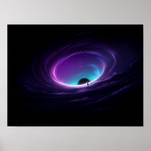 Lone Figure at Edge of Purple Cosmic Vortex Poster
