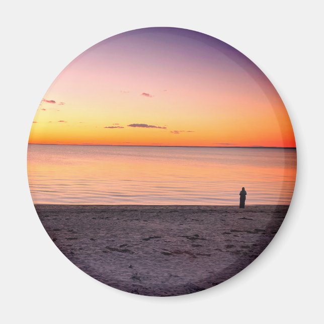 Lone Figure Standing on Ocean Beach Photo Magnet (Front)