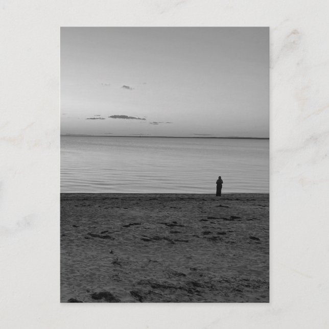 Lone Figure Standing on Ocean Beach Photo Postcard (Front)
